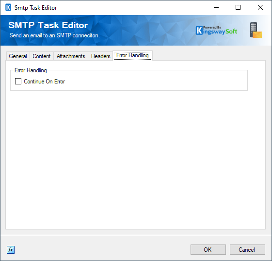 SMTP Task Editor - Error Handling